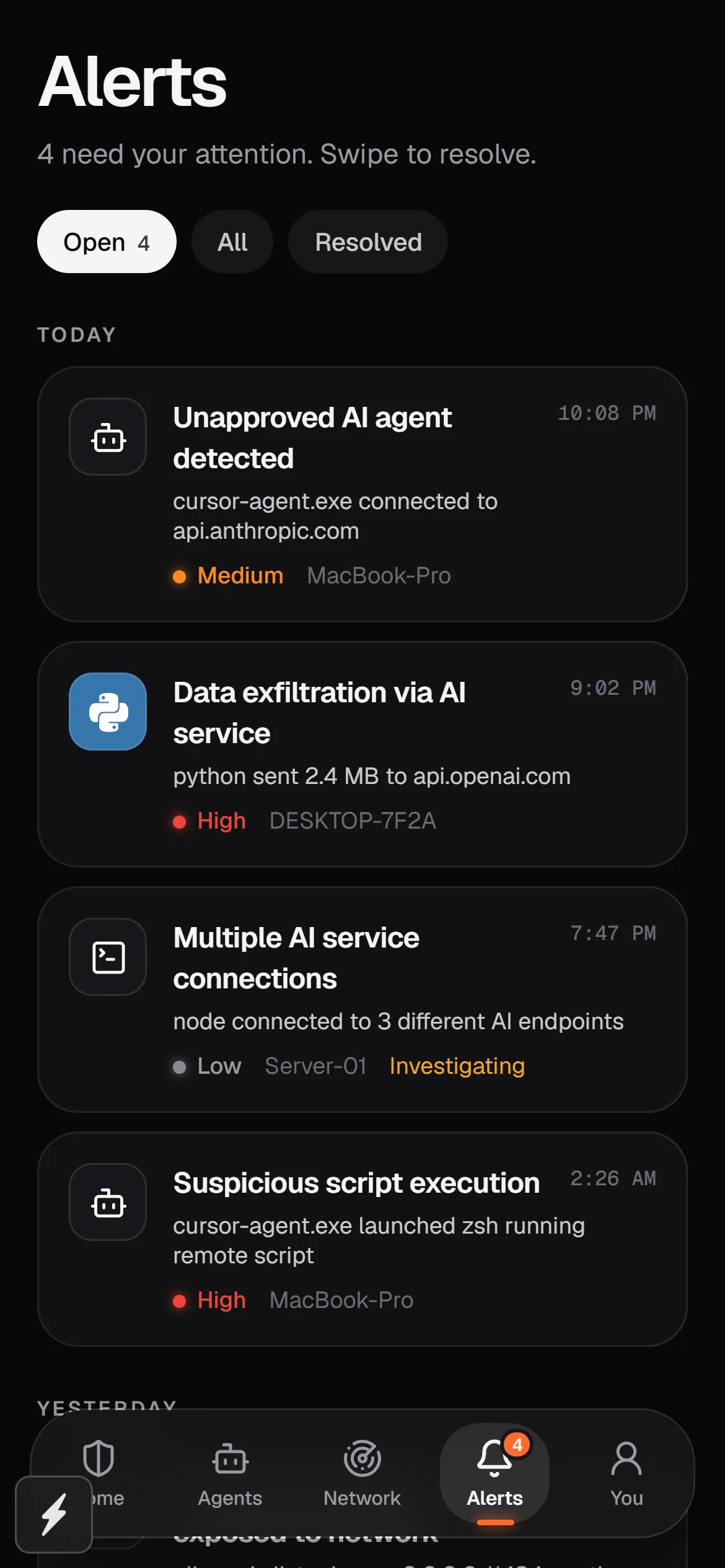 GreyArm alerts on iPhone