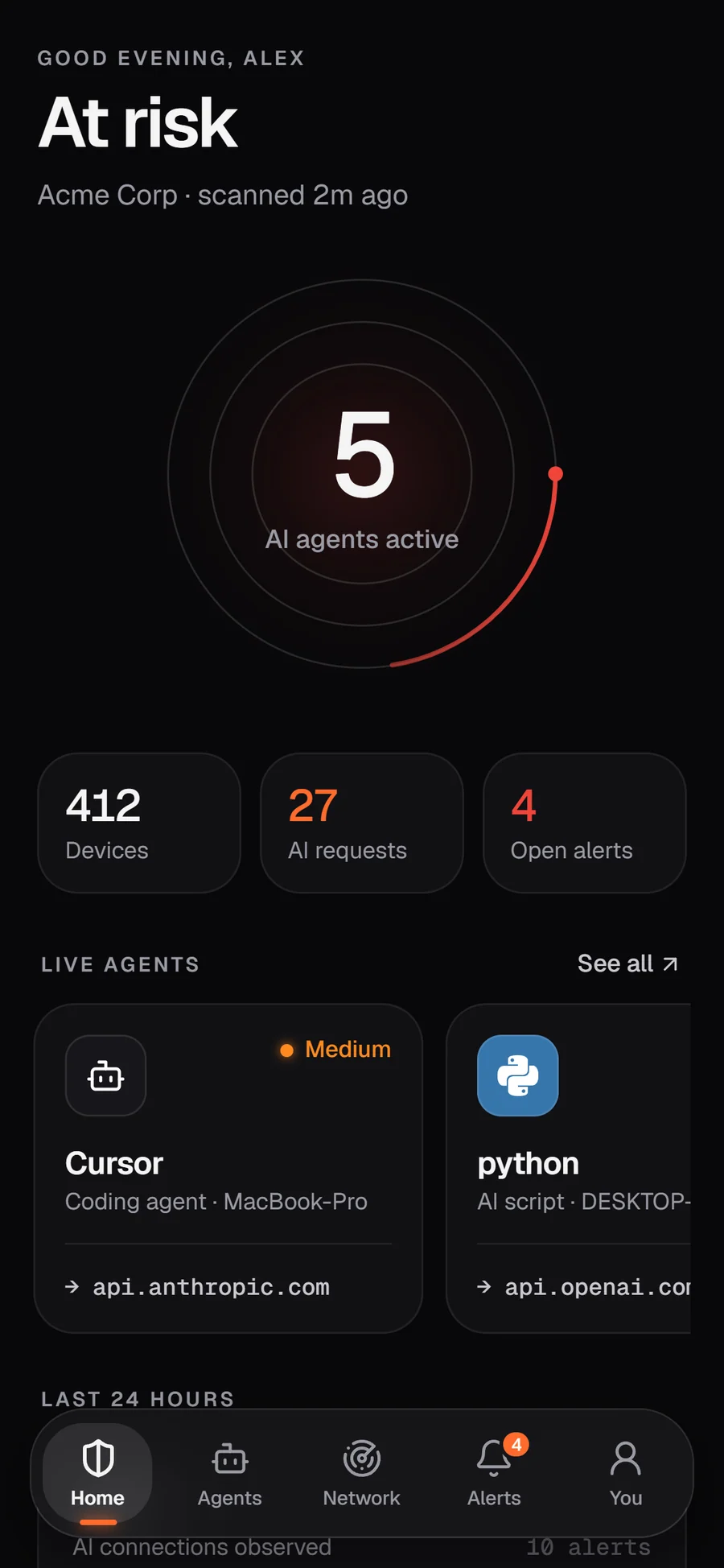 The GreyArm phone app home screen